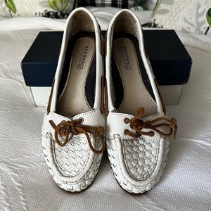 Sperry Topsider Woven White leather loafers
